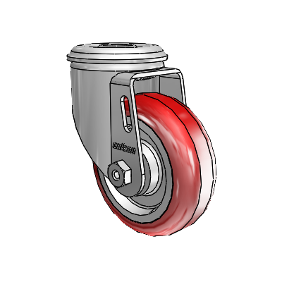 2 Series Modular Stem Zinc Swivel Caster with 3.5 x 1.25 Maroon on Grey Polyurethane HI-TECH Wheel