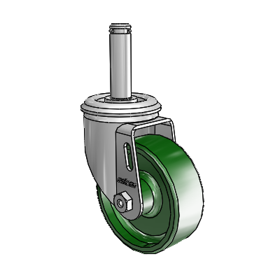 2 Series Grip Ring Stem Zinc Swivel Caster with 3.5 x 1.25 Green Cast Iron Wheel