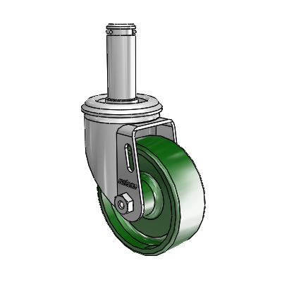2 Series Grip Ring Stem Zinc Swivel Caster with 3.5 x 1.25 Green Cast Iron Wheel