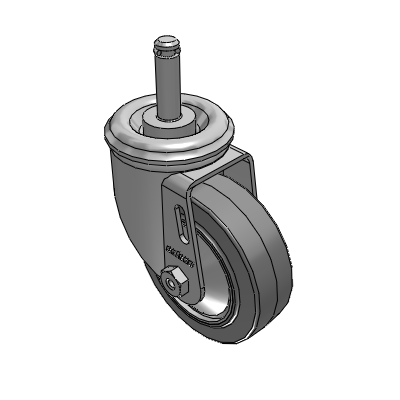 2 Series Casters Grip Ring Stem Caster with 3.5 x 1.25 Performa Rubber (Flat) Wheel