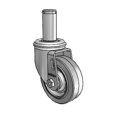 2 Series Grip Ring Stem Zinc Swivel Caster with 3.5 x 1.25 Grey on Grey Performa Rubber (Flat) Wheel