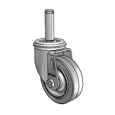 2 Series Grip Ring Stem Zinc Swivel Caster with 3.5 x 1.25 Grey on Grey Performa Rubber (Flat) Wheel