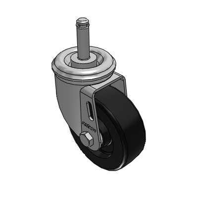 2 Series Casters Grip Ring Stem Caster with 3.5 x 1.25 Polyolefin Wheel