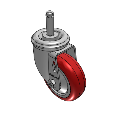 2 Series Casters Grip Ring Stem Caster with 3.5 x 1.25 Polyurethane HI-TECH Wheel