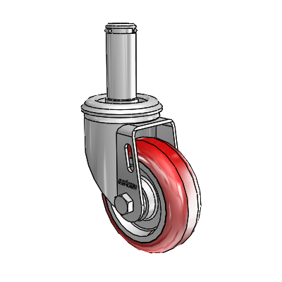 2 Series Grip Ring Stem Zinc Swivel Caster with 3.5 x 1.25 Maroon on Grey Polyurethane HI-TECH Wheel