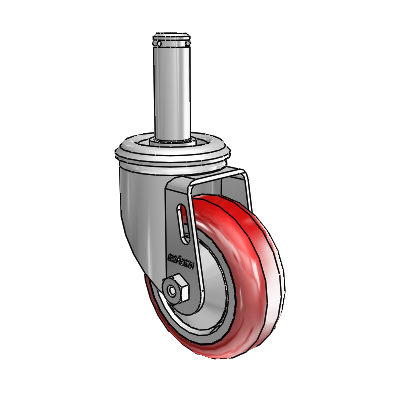 2 Series Grip Ring Stem Zinc Swivel Caster with 3.5 x 1.25 Maroon on Grey Polyurethane HI-TECH Wheel