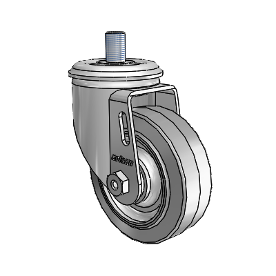 2 Series Threaded Stem Zinc Swivel Caster with 3.5 x 1.25 Grey on Grey Performa Rubber (Flat) Wheel