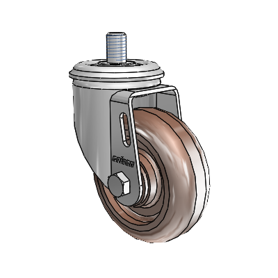 2 Series Threaded Stem Zinc Swivel Caster with 3.5 x 1.25 Brown Thermo Wheel