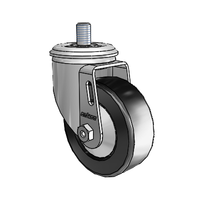 2 Series Threaded Stem Zinc Swivel Caster with 3.5 x 1.25 Black Polyolefin Wheel