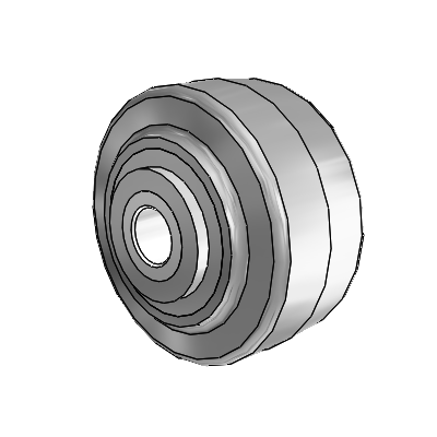 Performa Rubber Flat Gray Tread Polyolefin 1.625 x 0.875 Wheel with Delrin Bearing