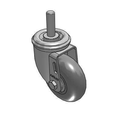 2 Series Casters Threaded Stem Caster with 3.5 x 1.3125 Performa Rubber (Round) Wheel