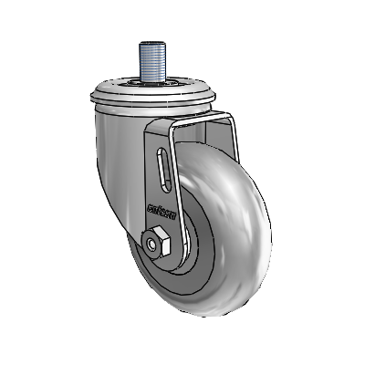 2 Series Threaded Stem Zinc Swivel Caster with 3.5 x 1.3125 Grey on Grey Performa Rubber (Round) Wheel