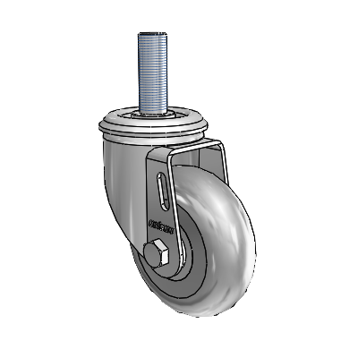 2 Series Threaded Stem Zinc Swivel Caster with 3.5 x 1.3125 Grey on Grey Performa Rubber (Round) Wheel