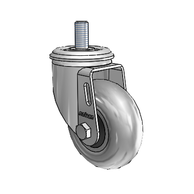 2 Series Threaded Stem Zinc Swivel Caster with 3.5 x 1.3125 Grey on Black Performa Rubber (Round/Conductive) Wheel