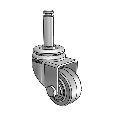 7/8" Wide Casters: Series 1 | Colson Grip Ring Stem up to 75 lbs Zinc Swivel Caster with 1.625 x 0.8750 Grey on Grey Performa Rubber (Flat/Grey) Wheel