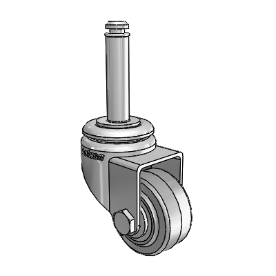 7/8" Wide Casters: Series 1 | Colson Grip Ring Stem up to 75 lbs Zinc Swivel Caster with 1.625 x 0.8750 Grey on Grey Performa Rubber (Flat/Grey) Wheel