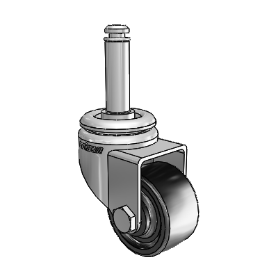7/8" Wide Casters: Series 1 | Colson Grip Ring Stem up to 75 lbs Zinc Swivel Caster with 1.625 x 0.8750 Black Polyolefin Wheel