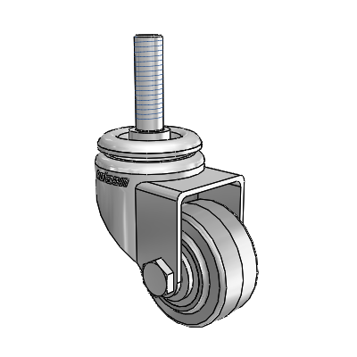 7/8" Wide Casters: Series 1 | Colson Threaded Stem up to 75 lbs Zinc Swivel Caster with 1.625 x 0.8750 Grey on Grey Performa Rubber (Flat/Grey) Wheel