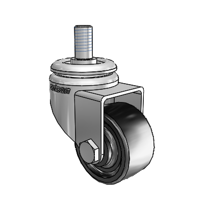 7/8" Wide Casters: Series 1 | Colson Threaded Stem up to 75 lbs Zinc Swivel Caster with 1.625 x 0.8750 Black Polyolefin Wheel