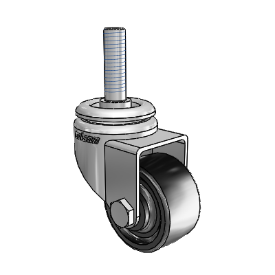 7/8" Wide Casters: Series 1 | Colson Threaded Stem up to 75 lbs Zinc Swivel Caster with 1.625 x 0.8750 Black Polyolefin Wheel