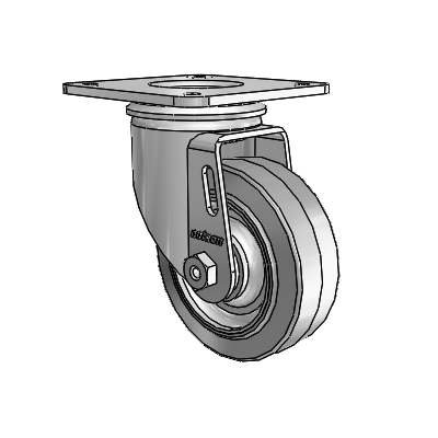 2 Series Casters Top Plate Swivel Zinc with 3.5 x 1.25 Grey on Grey Performa Rubber (Flat) Wheel