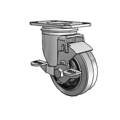 2 Series Casters Top Plate Swivel Zinc with 3.5 x 1.25 Grey on Black Performa Rubber (Flat/Conductive) Wheel and Top Lock Brake