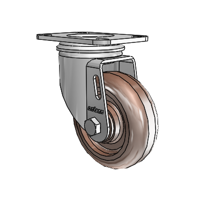 2 Series Casters Top Plate Swivel Zinc with 3.5 x 1.25 Brown Thermo Wheel