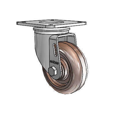 2 Series Casters Top Plate Swivel Zinc with 3.5 x 1.25 Brown Thermo Wheel