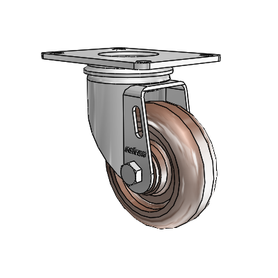 2 Series Casters Top Plate Swivel Zinc with 3.5 x 1.25 Brown Thermo Wheel