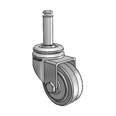 7/8" Wide Casters: Series 1 | Colson Grip Ring Stem up to 75 lbs Zinc Swivel Caster with 2 x 0.8750 Grey on Grey Performa Rubber (Flat/Grey) Wheel