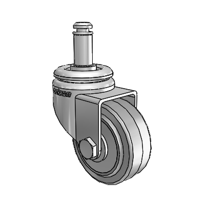 7/8" Wide Casters: Series 1 | Colson Grip Ring Stem up to 75 lbs Zinc Swivel Caster with 2 x 0.8750 Grey on Grey Performa Rubber (Flat/Grey) Wheel