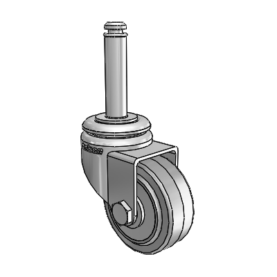 7/8" Wide Casters: Series 1 | Colson Grip Ring Stem up to 75 lbs Zinc Swivel Caster with 2 x 0.8750 Grey on Grey Performa Rubber (Flat/Grey) Wheel