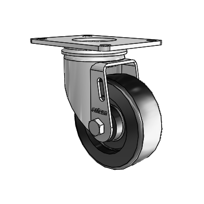 2 Series Casters Top Plate Swivel Zinc with 3.5 x 1.25 Black Polyolefin Wheel