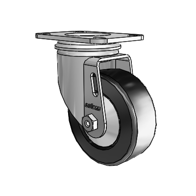2 Series Casters Top Plate Swivel Zinc with 3.5 x 1.25 Black Polyolefin Wheel