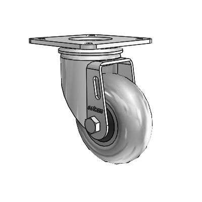 2 Series Casters Top Plate Swivel Zinc with 3.5 x 1.3125 Grey on Black Performa Rubber (Round/Conductive) Wheel