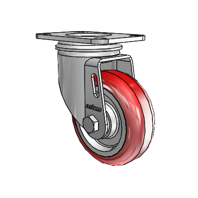 2 Series Casters Top Plate Swivel Zinc with 3.5 x 1.25 Maroon on Grey Polyurethane HI-TECH Wheel