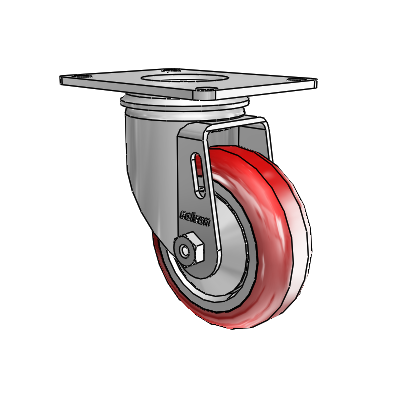 2 Series Casters Top Plate Swivel Zinc with 3.5 x 1.25 Maroon on Grey Polyurethane HI-TECH Wheel