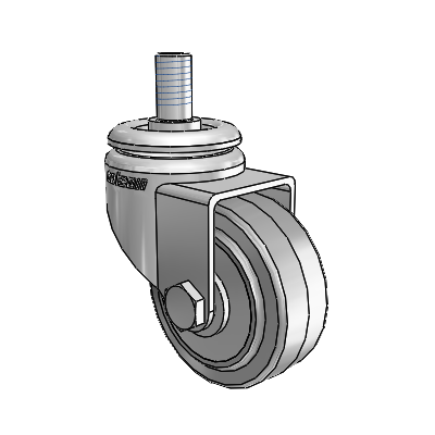 7/8" Wide Casters: Series 1 | Colson Threaded Stem up to 75 lbs Zinc Swivel Caster with 2 x 0.8750 Grey on Grey Performa Rubber (Flat/Grey) Wheel