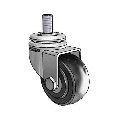 7/8" Wide Casters: Series 1 | Colson Threaded Stem up to 75 lbs Zinc Swivel Caster with 2 x 0.8750 Black Cushion Rubber Wheel