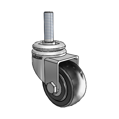 7/8" Wide Casters: Series 1 | Colson Threaded Stem up to 75 lbs Zinc Swivel Caster with 2 x 0.8750 Black Cushion Rubber Wheel