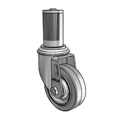 2 Series Expanding Adapter Stem Zinc Swivel Caster with 3.5 x 1.25 Grey on Grey Performa Rubber (Flat) Wheel