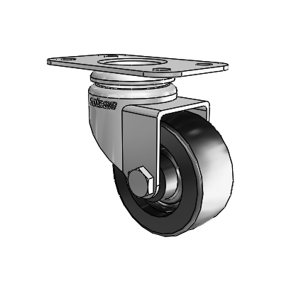 7/8" Wide Casters: Series 1 | Colson Top Plate Swivel Caster up to 75 lbs Zinc with 2 x 0.8750 Black Polyolefin Wheel