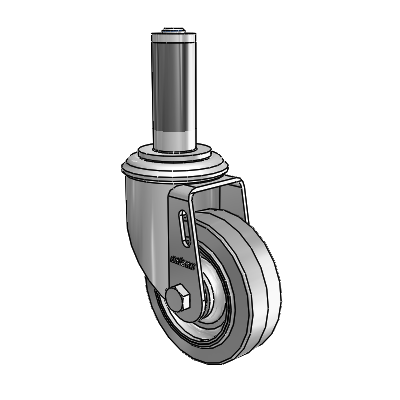 2 Series Expanding Adapter Stem Zinc Swivel Caster with 3.5 x 1.25 Grey on Grey Performa Rubber (Flat) Wheel