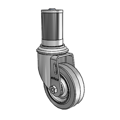 2 Series Expanding Adapter Stem Zinc Swivel Caster with 3.5 x 1.25 Grey on Grey Performa Rubber (Flat) Wheel