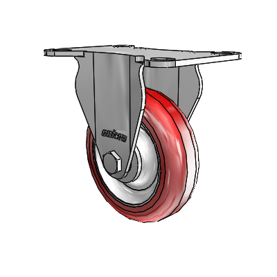 7/8" Wide Casters: Series 1 | Colson Large Top Plate Rigid Caster up to 145 lbs Zinc with 3 x 0.8750 Maroon on Grey Polyurethane HI-TECH Wheel