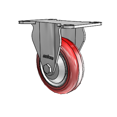 7/8" Wide Casters: Series 1 | Colson Large Top Plate Rigid Caster up to 145 lbs Zinc with 3 x 0.8750 Maroon on Grey Polyurethane HI-TECH Wheel