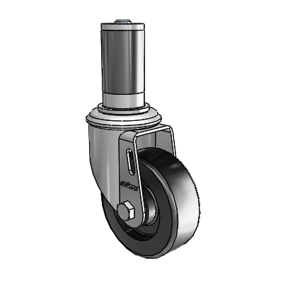 2 Series Expanding Adapter Stem Zinc Swivel Caster with 3.5 x 1.25 Black Polyolefin Wheel