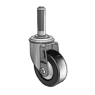 2 Series Expanding Adapter Stem Zinc Swivel Caster with 3.5 x 1.25 Black Polyolefin Wheel