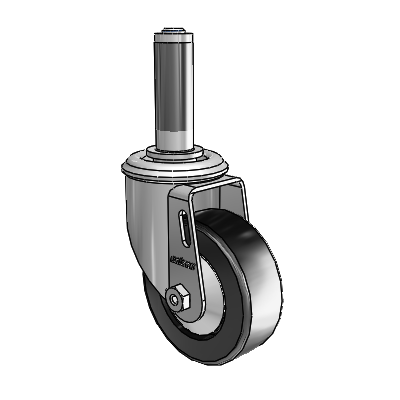 2 Series Expanding Adapter Stem Zinc Swivel Caster with 3.5 x 1.25 Black Polyolefin Wheel