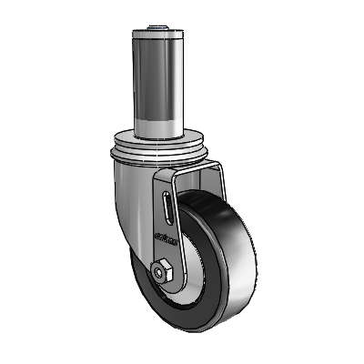 2 Series Expanding Adapter Stem Zinc Swivel Caster with 3.5 x 1.25 Black Polyolefin Wheel